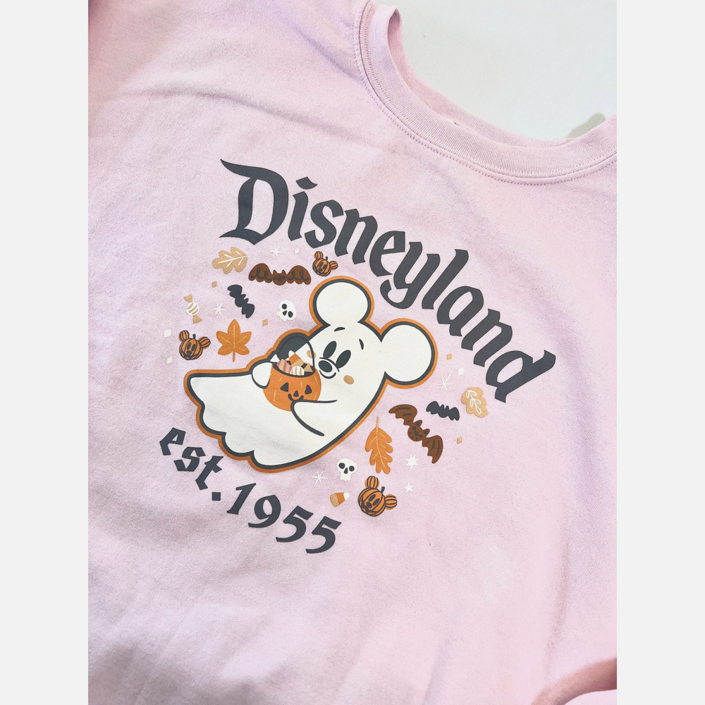 Disneyland Resort Ghost Mickey Pink Crewneck Adult Sweatshirt - Sz M - NWT